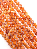 8 mm Spiny Oyster Heart Beads • 16 Inch length • AAA Quality • Natural Spiny Oyster Red/ Orange Color • Origin Mexico