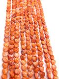 8 mm Spiny Oyster Heart Beads • 16 Inch length • AAA Quality • Natural Spiny Oyster Red/ Orange Color • Origin Mexico