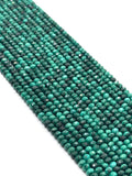 4 mm Malachite Roundel Faceted Beads , Length of strand 40 cm - Top Quality , Natural Malachite Beads- Dark Green Color
