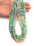 Green Ethiopian Opal Roundel Beads 3 MM size, 16 Inch Strand, AAA Quality,- Ethiopian opal heated color.
