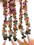 Tourmaline pear shape Beads - 5x7 mm Size - AAA Quality - Natural Multi Tourmaline Briolette. length 8"