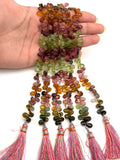 Tourmaline pear shape Beads - 5x7 mm Size - AAA Quality - Natural Multi Tourmaline Briolette. length 8"