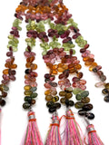 Tourmaline pear shape Beads - 5x7 mm Size - AAA Quality - Natural Multi Tourmaline Briolette. length 8"
