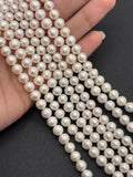 Freshwater Pearl 7 MM Round beads -100% Natural Color AAA Quality 16" Length , white pearl beads