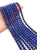7mm Natural Lapis Round Beads, Length 16" AA Quality Lapis Beads, Blue Lapis Lazuli, origin Afghanistan