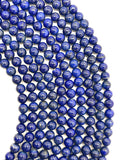 7mm Natural Lapis Round Beads, Length 16" AA Quality Lapis Beads, Blue Lapis Lazuli, origin Afghanistan