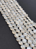 white Moonstone Faceted Coin 8 mm , Natural Moonstone . good quality faceted beads