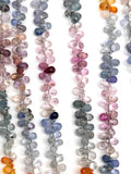 Multi sapphire faceted Drop 2.5X3.5 mm Size - AAA Quality - 6 Inch length - Natural Multi sapphire Briolette