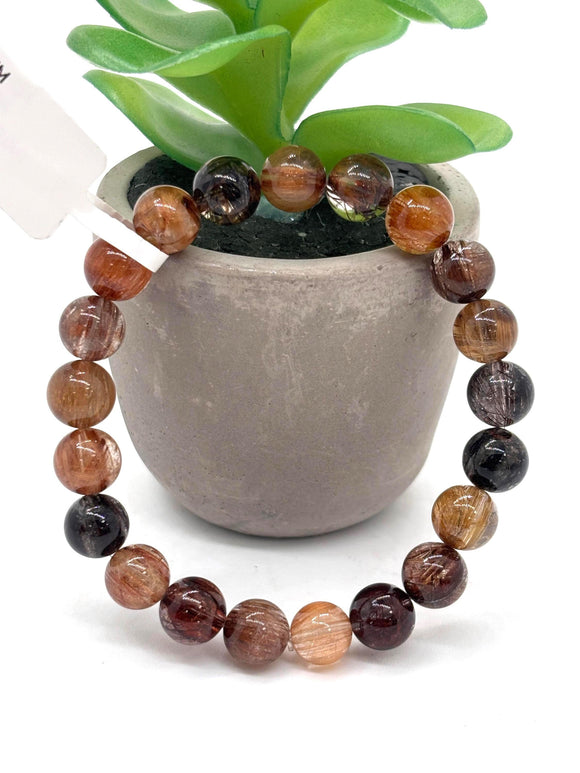 Multi Rutile Bracelet •9 mm Size • Code #M6• AAA Quality •Weight 22.4 gm. Natural Rutilated Quartz Bracelet