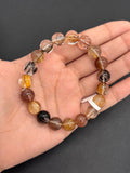 Multi Rutile Bracelet • 10.80 mm Size • Code #M9• AAA Quality •Weight 32.2 gm. Natural Rutilated Quartz Bracelet