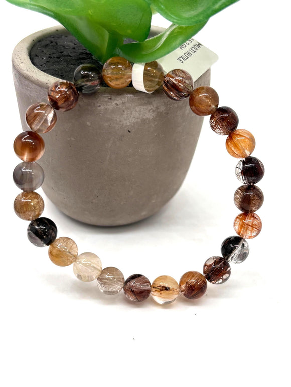 Multi Rutile Bracelet • 8 mm Size • Code #M2• AAA Quality •Weight 15.3 gm. Natural Rutilated Quartz Bracelet