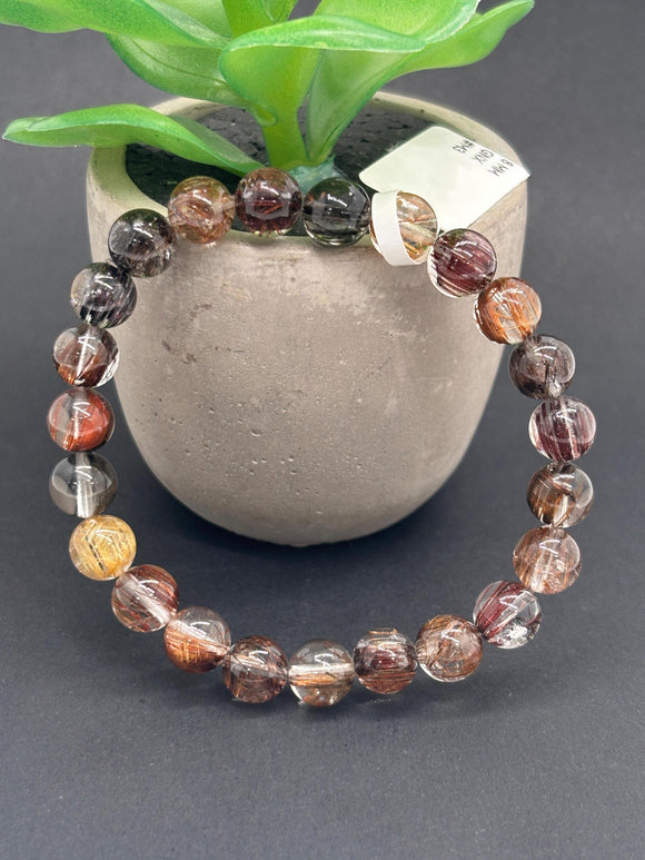 Multi Rutile Bracelet • 8 mm Size • Code #M3• AAA Quality •Weight 17.7 gm. Natural Rutilated Quartz Bracelet