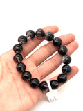 Black Rutile Bracelet • 12 mm Size • Code #BK-4 • AAAA Quality • Weight 43.7 gm • Natural Rutilated Quartz • Rutile Round Bracelet