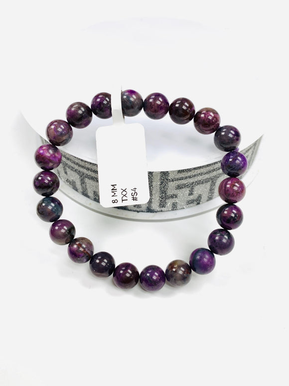 Sugulite Bracelet 8 mm Size • Code #S4 • AAA Quality • Sugulite Round Bracelet 7.5 Inch Length • Natural Sugulite - Purple Color