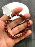 Red Rutile Round Bracelet • 7.80 mm Size • Code #A1 • AAA Quality • Natural Rutilated Quartz Bracelet