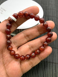 Red Rutile Round Bracelet • 7.80 mm Size • Code #A1 • AAA Quality • Natural Rutilated Quartz Bracelet