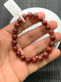 Red Rutile Round Bracelet • 8.50 mm Size • Code #A6 • AAA Quality • Natural Rutilated Quartz Bracelet