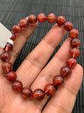 Red Rutile Round Bracelet • 8.50 mm Size • Code #A8 • AAA Quality • Natural Rutilated Quartz Bracelet