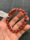 Red Rutile Round Bracelet • 8.50 mm Size • Code #A8 • AAA Quality • Natural Rutilated Quartz Bracelet