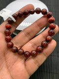 Red Rutile Round Bracelet • 8.50 mm Size • Code #A11 • AAA Quality • Natural Rutilated Quartz Bracelet