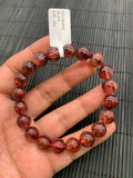Red Rutile Round Bracelet • 10 mm Size • Code #A12 • AAA Quality • Natural Rutilated Quartz Bracelet