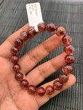 Red Rutile Round Bracelet • 10 mm Size • Code #A12 • AAA Quality • Natural Rutilated Quartz Bracelet