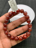 Red Rutile Round Bracelet • 10 mm Size • Code #A14 • AAA Quality • Natural Rutilated Quartz Bracelet