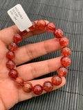 Red Rutile Round Bracelet • 10.50 mm Size • Code #A17 • AAA Quality • Natural Rutilated Quartz Bracelet