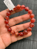 Red Rutile Round Bracelet • 10.50 mm Size • Code #A17 • AAA Quality • Natural Rutilated Quartz Bracelet