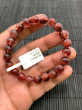 Red Rutile Round Bracelet • 8.50 mm Size • Code #B4 • AA Quality • Natural Rutilated Quartz Bracelet