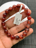 Red Rutile Round Bracelet • 9 mm Size • Code #B5 • AA Quality • Natural Rutilated Quartz Bracelet