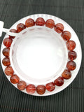 Red Rutile Round Bracelet • 9 mm Size • Code #B8 • AA Quality • Natural Rutilated Quartz Bracelet