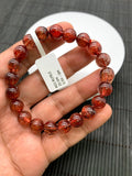 Red Rutile Round Bracelet • 9 mm Size • Code #B9 • AA Quality • Natural Rutilated Quartz Bracelet