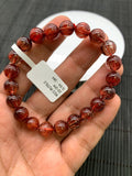 Red Rutile Round Bracelet • 9 mm Size • Code #B9 • AA Quality • Natural Rutilated Quartz Bracelet