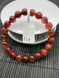 Red Rutile Round Bracelet • 9 mm Size • Code #B9 • AA Quality • Natural Rutilated Quartz Bracelet