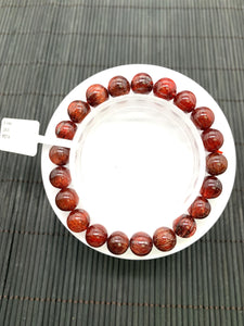 Red Rutile Round Bracelet • 9 mm Size • Code #B14 • AA Quality • Natural Rutilated Quartz Bracelet