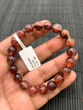 Red Rutile Round Bracelet • 9.50 mm Size • Code #B15 • AA Quality • Natural Rutilated Quartz Bracelet