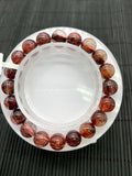 Red Rutile Round Bracelet • 9.50 mm Size • Code #B15 • AA Quality • Natural Rutilated Quartz Bracelet