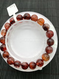 Red Rutile Round Bracelet • 9.50 mm Size • Code #B17 • AA Quality • Natural Rutilated Quartz Bracelet