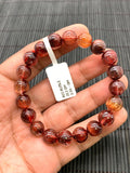 Red Rutile Round Bracelet • 9.50 mm Size • Code #B17 • AA Quality • Natural Rutilated Quartz Bracelet
