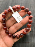 Red Rutile Round Bracelet • 9.50 mm Size • Code #B20 • AA Quality • Natural Rutilated Quartz Bracelet
