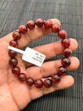 Red Rutile Round Bracelet • 9.50 mm Size • Code #B21 • AA Quality • Natural Rutilated Quartz Bracelet