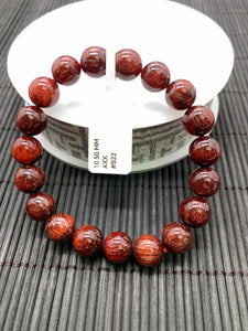 Red Rutile Round Bracelet • 10.50 mm Size • Code #B22 • AA Quality • Natural Rutilated Quartz Bracelet