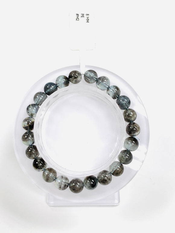 Moss Aquamarine Bracelet • 8 mm Size • Code M2 • AAAA Quality • Natural Aquamarine Round Bracelet