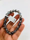 Moss Aquamarine Bracelet • 8 mm Size • Code M3 • AAAA Quality • Natural Aquamarine Round Bracelet