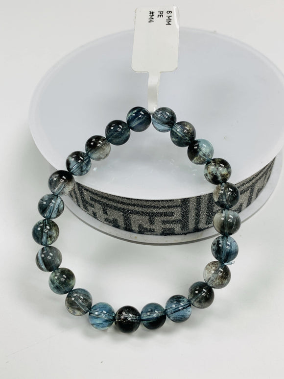 Moss Aquamarine Bracelet • 8 mm Size • Code M4 • AAAA Quality • Natural Aquamarine Round Bracelet