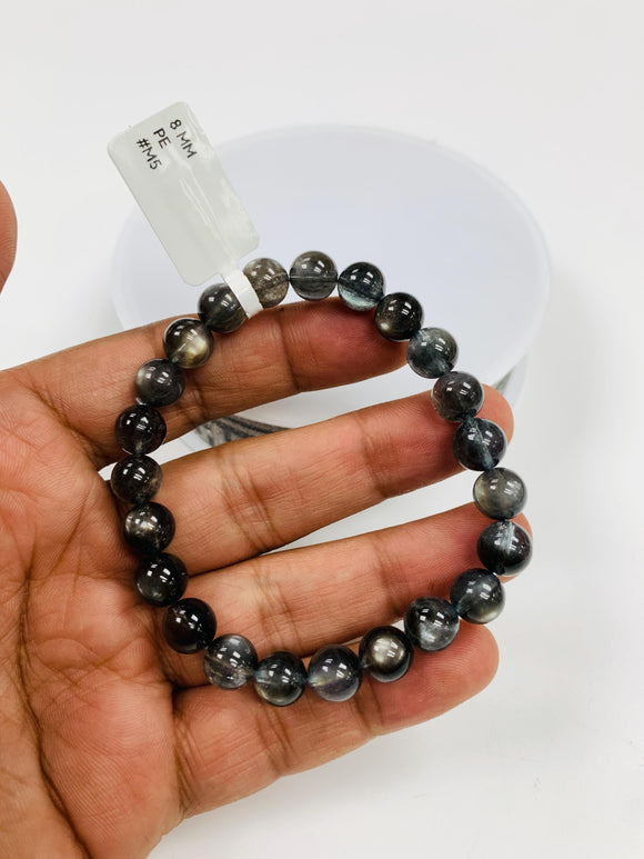 Moss Aquamarine Bracelet • 8 mm Size • Code M5 • AAAA Quality • Natural Aquamarine Round Bracelet