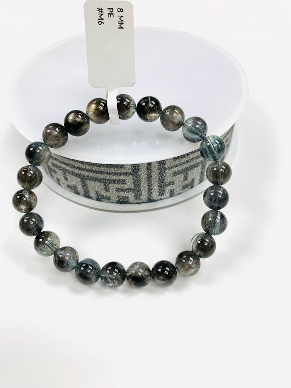 Moss Aquamarine Bracelet • 8 mm Size • Code M6 • AAAA Quality • Natural Aquamarine Round Bracelet