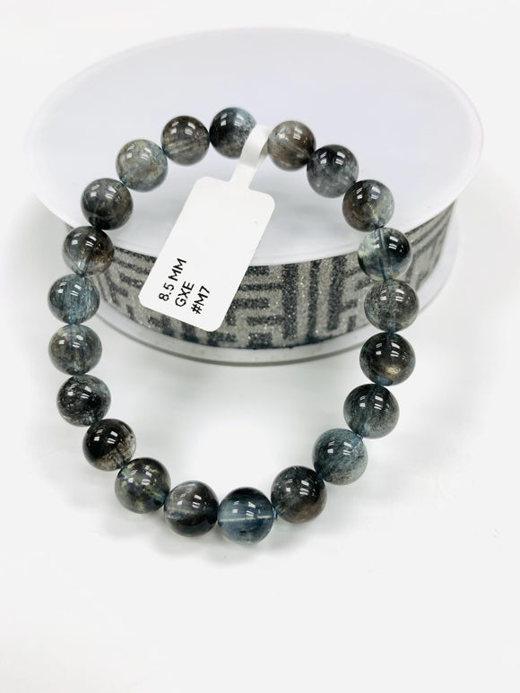 Moss Aquamarine Bracelet • 8.5 mm Size • Code M7 • AAAA Quality • Natural Aquamarine Round Bracelet