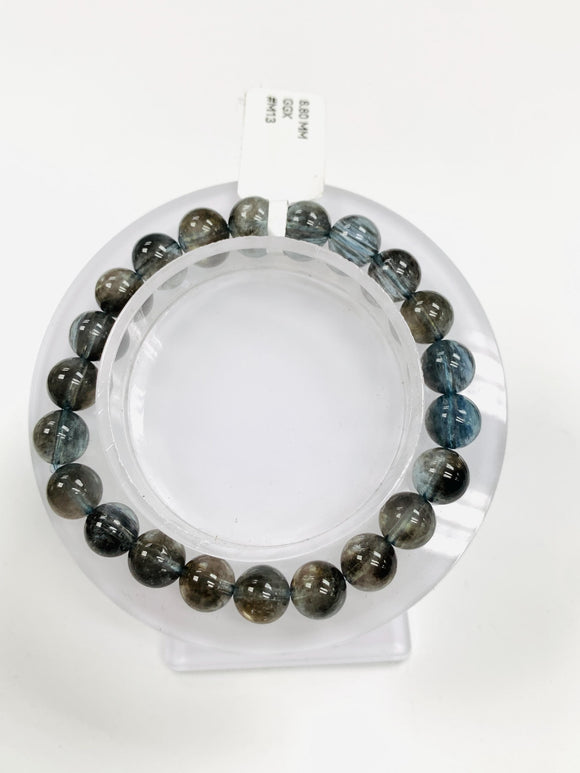Moss Aquamarine Bracelet • 8.80 mm Size • Code M13 • AAAA Quality • Natural Aquamarine Round Bracelet